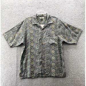 Tommy Bahama Men's Short Sleeve Casual Camp Shirt 100% Silk Gray Paisley Size M